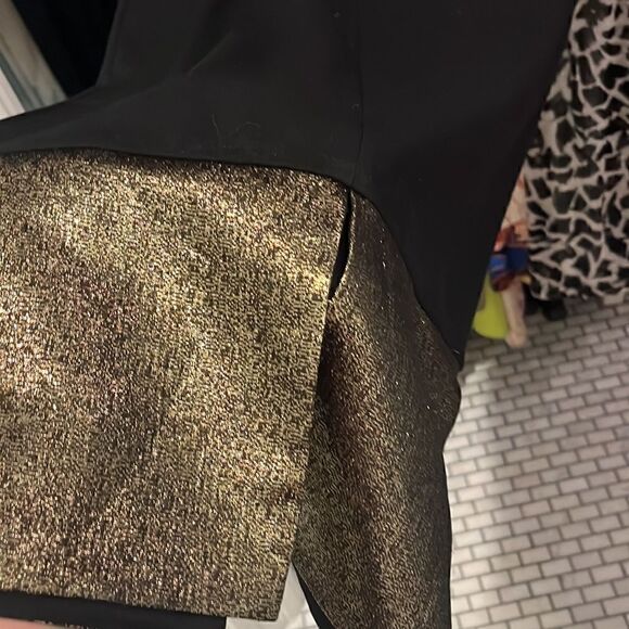 DVF black shift dress with gold foiling detail trim at bottom size 2 EUC - Picture 4 of 4